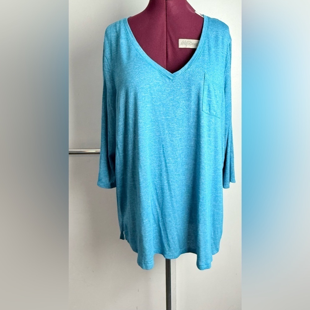 Lane Bryant Blue 3/4 Sleeve Relaxed Tunic - Picture 4 of 6